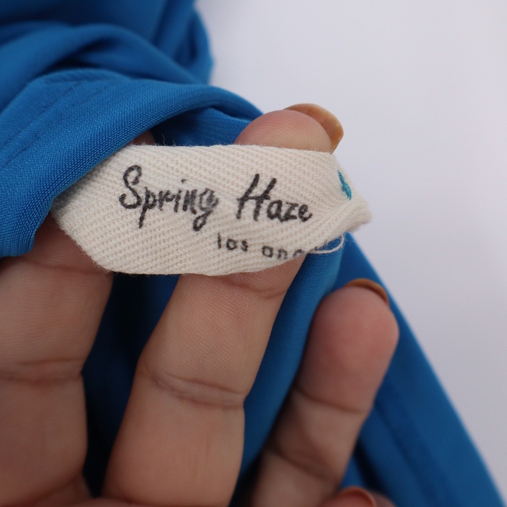 Spring Haze Blue Cowl Neck Lace Up Back Bodycon Mini Dress Small - Picture 3 of 6